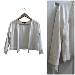 89th & Madison Ivory Lace Detail Rib Trim Open Crop Cardigan Petite Size XL